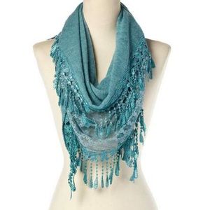 Light Green/Teal Crochet Scarf